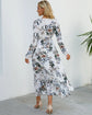 Women Eid Muslim Dresses Tight Waist O Neck Ruffles Spliced Casual Vestidos Flowers Dress Dubai Kaftan Islam Morocco Arab ShedPoundsPortal