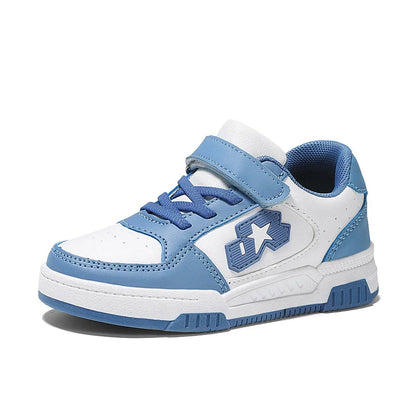 2025 Blue Skateboard Shoes Kids Sneakers Boys Comfortable Leather Casu