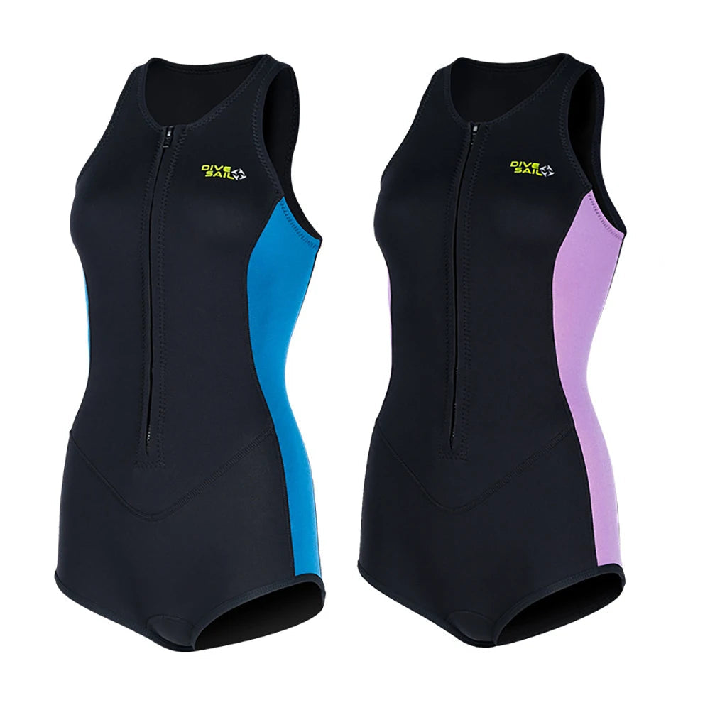 2MM Neoprene Sleeveless Wetsuit Women Swimming Wetsuit with Front Zip One-piece Bathing Surfing Diving Suit for Swim Water Sport ShedPoundsPortal