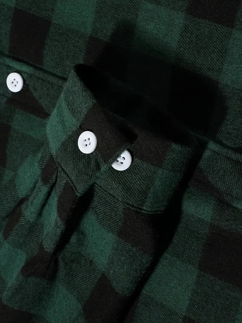 Mens Shirts Single Breaste Classic Plaid Smart Casual Flannel Shirt Long Sleeved Chest Two Pockets Design Spring Autumn Men Tops ShedPoundsPortal