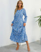 Women Eid Muslim Dresses Tight Waist O Neck Ruffles Spliced Casual Vestidos Flowers Dress Dubai Kaftan Islam Morocco Arab ShedPoundsPortal