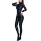 Sexy Women Zipper Full Body Jumpsuit Oil Glossy Sheer Solid Color Tights Bodysuits Long Sleeve Catsuits Smooth Swimsuits Rompers ShedPoundsPortal