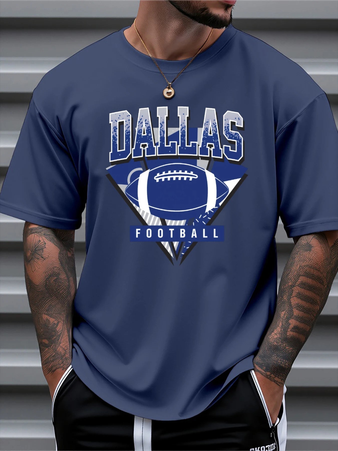 T Shirt For Man 100% Cotton Summer Dallas Football themed Print Casual Slim Fit Round Neck Short Sleeved T-shirt Top ShedPoundsPortal