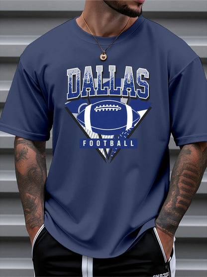 T Shirt For Man 100% Cotton Summer Dallas Football themed Print Casual Slim Fit Round Neck Short Sleeved T-shirt Top ShedPoundsPortal