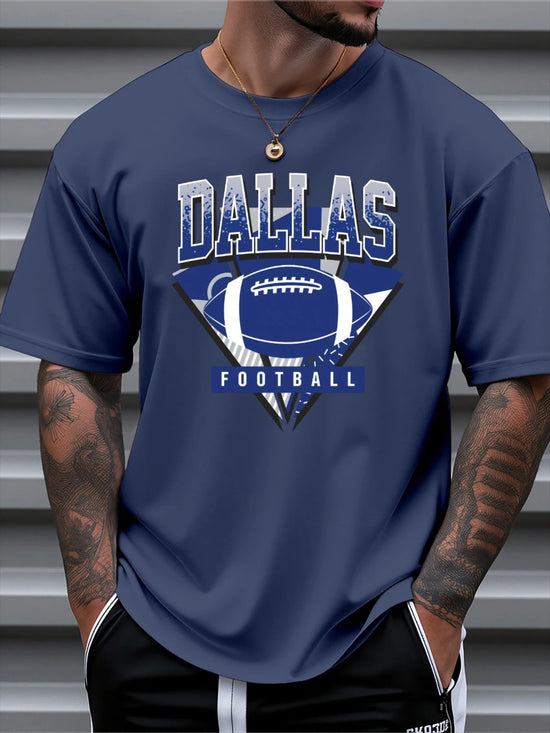 T Shirt For Man 100% Cotton Summer Dallas Football themed Print Casual Slim Fit Round Neck Short Sleeved T-shirt Top ShedPoundsPortal