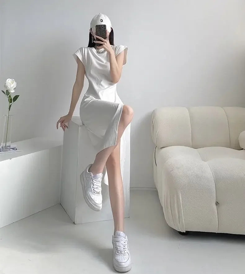 White Dresses for Women 2024 Woman Dress Clothes Midi X New in Chic and Elegant Pretty Cheap Casual Y2k Outfits Harajuku Cotton ShedPoundsPortal