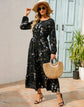 Women Eid Muslim Dresses Tight Waist O Neck Ruffles Spliced Casual Vestidos Flowers Dress Dubai Kaftan Islam Morocco Arab ShedPoundsPortal