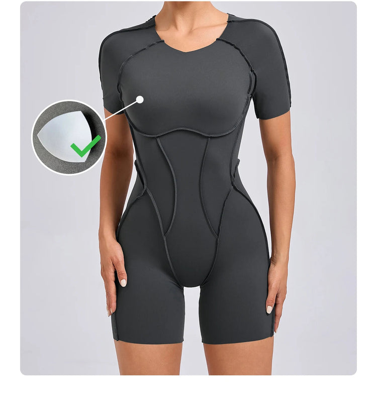 Short Jumpsuit Gym Clothes For Women Sportswear Fitness Overalls Backless Scrunch Booty Yoga Suit Sports Set Outfit ShedPoundsPortal