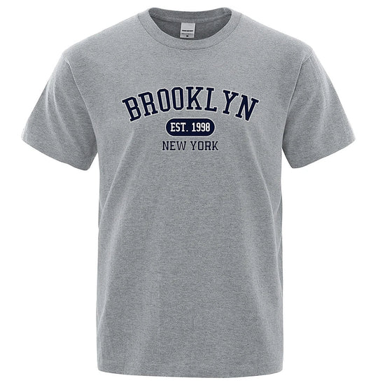 Brooklyn Est.1998 New York Letter T Shirts Man Casual Crewneck Streetwear Breathable Fashion Summer Tops Cotton Loose T-Shirts ShedPoundsPortal