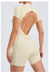 Short Jumpsuit Gym Clothes For Women Sportswear Fitness Overalls Backless Scrunch Booty Yoga Suit Sports Set Outfit ShedPoundsPortal