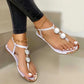 Summer Sandals Women Fashion Casual Beach Outdoor Flip Flop Sandals Metal Decoration Ladies Flat Roman Shoes Plus Size Sandals