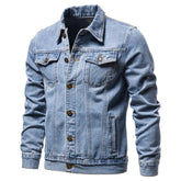 2025 Spring Men Solid Lapel Denim Jackets Fashion Motorcycle Jeans Jackets Hommes Slim Fit Cotton Casual Black Blue Coats ShedPoundsPortal