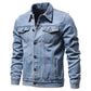 2025 Spring Men Solid Lapel Denim Jackets Fashion Motorcycle Jeans Jackets Hommes Slim Fit Cotton Casual Black Blue Coats ShedPoundsPortal