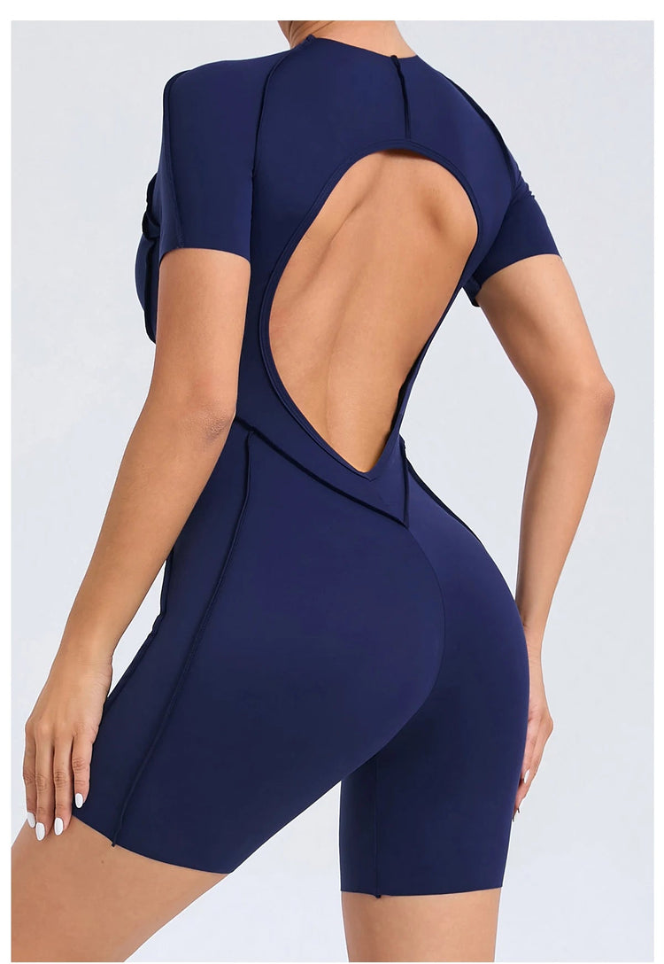 Short Jumpsuit Gym Clothes For Women Sportswear Fitness Overalls Backless Scrunch Booty Yoga Suit Sports Set Outfit ShedPoundsPortal