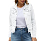 2025 Trend Womens Short Denim Jacket Classic Long Sleeve Boyfriend Jean Jacket Slim Fit Button Down Lapel Denim Coat Outwear ShedPoundsPortal