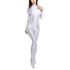 Sexy Women Zipper Full Body Jumpsuit Oil Glossy Sheer Solid Color Tights Bodysuits Long Sleeve Catsuits Smooth Swimsuits Rompers ShedPoundsPortal