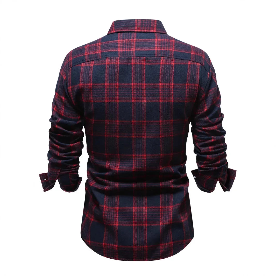 Casual Plaid Long Sleeve Men&