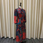 Elegant Dresses Woman 2025 Bow Collar Vintage Printed Full Sleeve A Line Mid Calf Luxury Female Birthday Party Dinner Vestidos