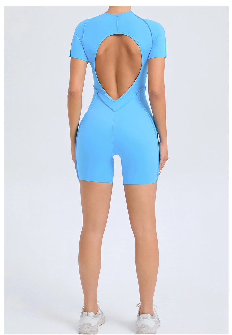 Short Jumpsuit Gym Clothes For Women Sportswear Fitness Overalls Backless Scrunch Booty Yoga Suit Sports Set Outfit ShedPoundsPortal