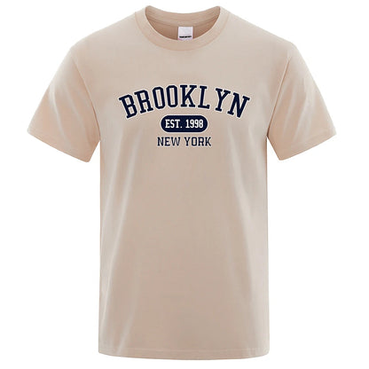 Brooklyn Est.1998 New York Letter T Shirts Man Casual Crewneck Streetwear Breathable Fashion Summer Tops Cotton Loose T-Shirts ShedPoundsPortal