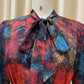 Elegant Dresses Woman 2025 Bow Collar Vintage Printed Full Sleeve A Line Mid Calf Luxury Female Birthday Party Dinner Vestidos