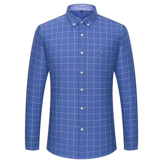 Casual Pure Cotton Oxford Mens Shirts Long Sleeve Plain Soild Regular Fit Fashion Button Man Dress Shirts