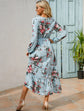 Women Eid Muslim Dresses Tight Waist O Neck Ruffles Spliced Casual Vestidos Flowers Dress Dubai Kaftan Islam Morocco Arab ShedPoundsPortal