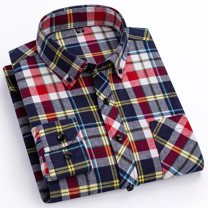 plus size 8XL100%cotton sanding long-sleeve shirts for men slim fit casual plain shirt soft palid tops designer elegant clothes