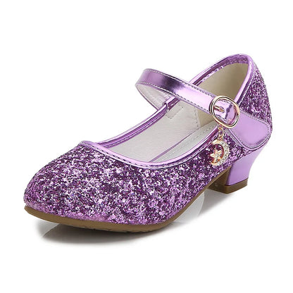 Girls Purple High Heels For Kids Princess RED Leather Shoe Footwear Ch