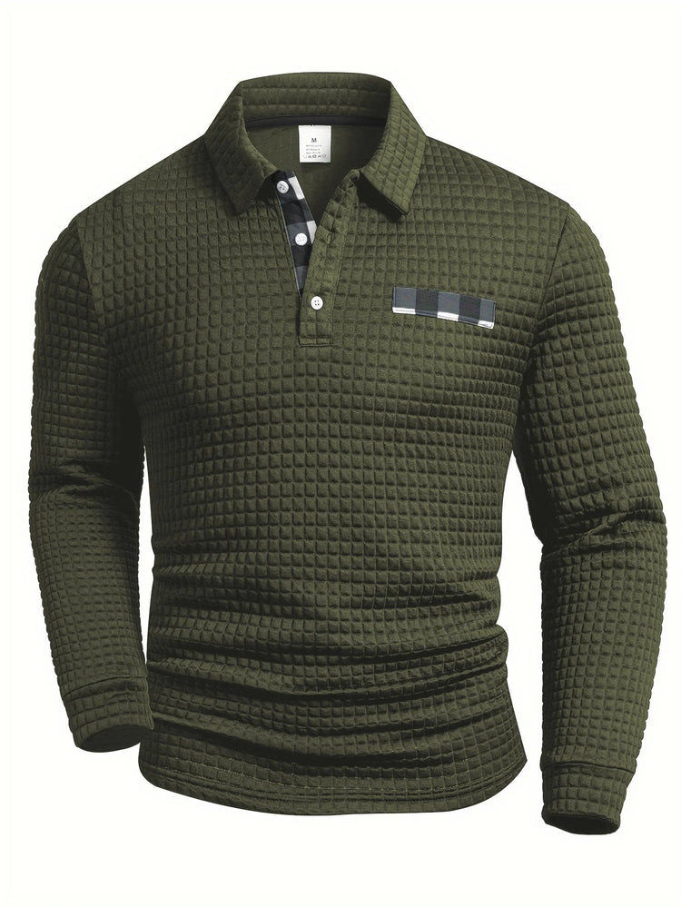 Digital Printed Fabric with Irregular Plaid Pattern, Non-Positioned Plaid Pattern, Thick Long-Sleeve Turn-Down Collar Top, Square Plaid Texture Fabric, Fashionable Casual Everyday Wear ShedPoundsPortal