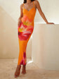 Women s Elegant Floral Print Sleeveless Maxi Dress with  Fit Spaghetti Straps for Summer Beach Party