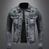 Trendy Stand Collar Zip-Uplapel Motorcycle Denim Jacket Unique Vintage Sports Top For Men Casual Trendy Brand Jacket ShedPoundsPortal