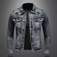Trendy Stand Collar Zip-Uplapel Motorcycle Denim Jacket Unique Vintage Sports Top For Men Casual Trendy Brand Jacket ShedPoundsPortal