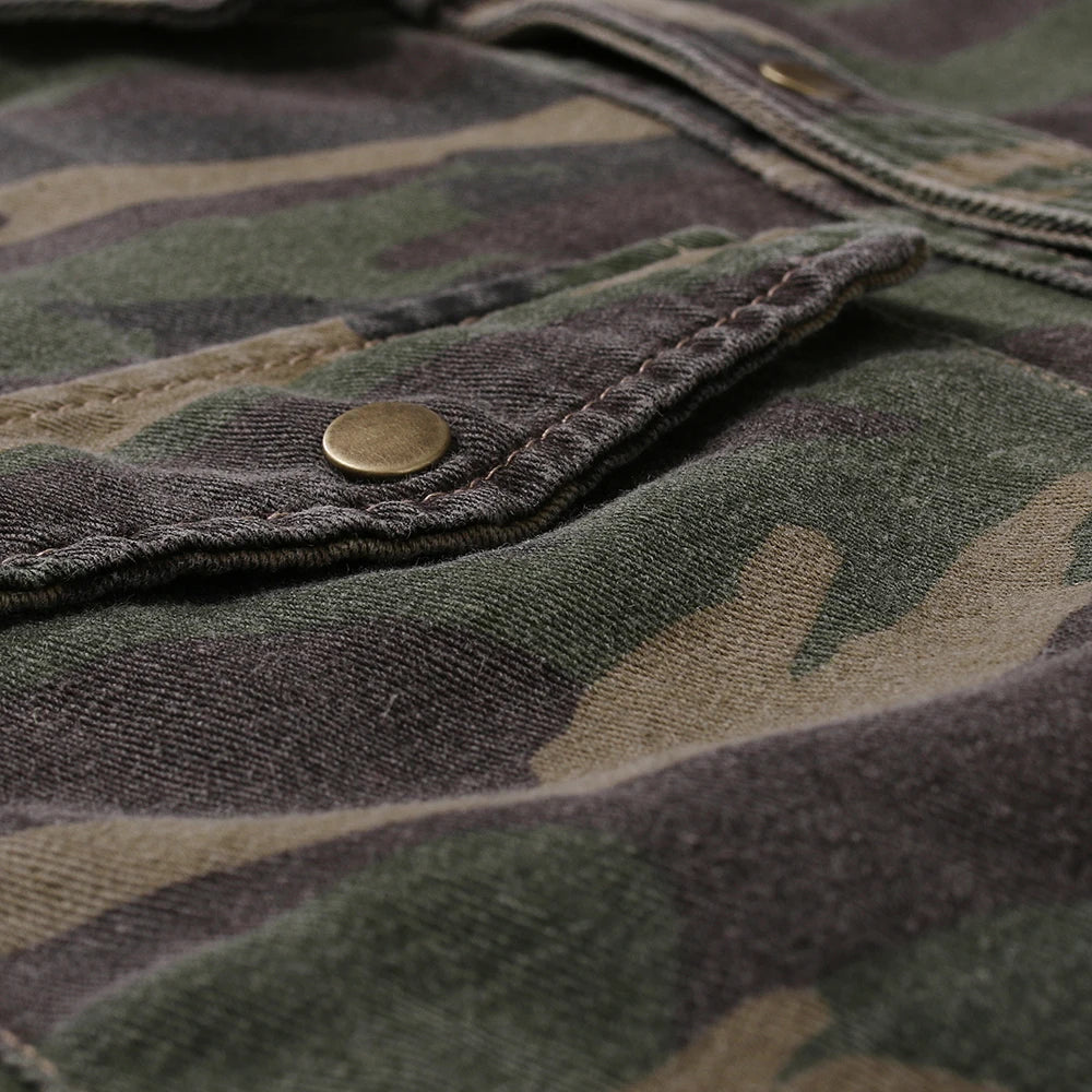 Men Shirts Coats Tops Camouflage Shirt Turn Down Collar Full Sleeve Single Breasted Casual Splice Regular Button Autumn ShedPoundsPortal