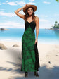 Women s Boho Floral Print Maxi Dress Sleeveless V-Neck Open Back Side Slit Beach Dress Summer Vacation Dress