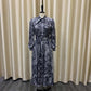 Elegant Dresses Woman 2025 Bow Collar Vintage Printed Full Sleeve A Line Mid Calf Luxury Female Birthday Party Dinner Vestidos