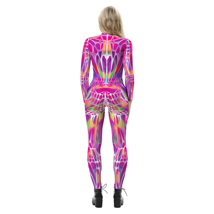 Popular Halloween Jumpsuit Sexy Print Cos Futuristic Clothing Tight Jumpsuit Wholesale Women Clothes Rompers Womens Combinaison ShedPoundsPortal