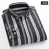 Casual Long-sleeve Shirts for Men Slim Fit Plain Shirt 100%cotton Plaid Striped Tops Soft Designer Fashion Korean Trends Clothes ShedPoundsPortal