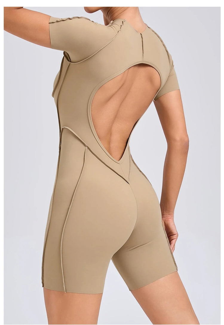 Short Jumpsuit Gym Clothes For Women Sportswear Fitness Overalls Backless Scrunch Booty Yoga Suit Sports Set Outfit ShedPoundsPortal