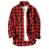 Mens Shirts Single Breaste Classic Plaid Smart Casual Flannel Shirt Long Sleeved Chest Two Pockets Design Spring Autumn Men Tops ShedPoundsPortal