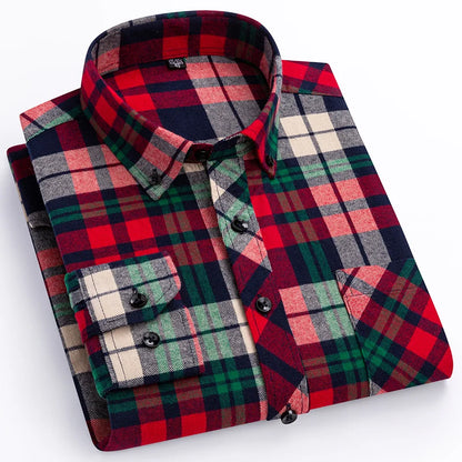 plus size 8XL100%cotton sanding long-sleeve shirts for men slim fit casual plain shirt soft palid tops designer elegant clothes