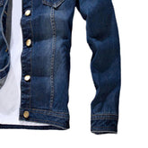 Men Jeans Jacket  Stylish Pure Color Slim Fit Jeans Jacket  Vintage Men Denim Jacket ShedPoundsPortal
