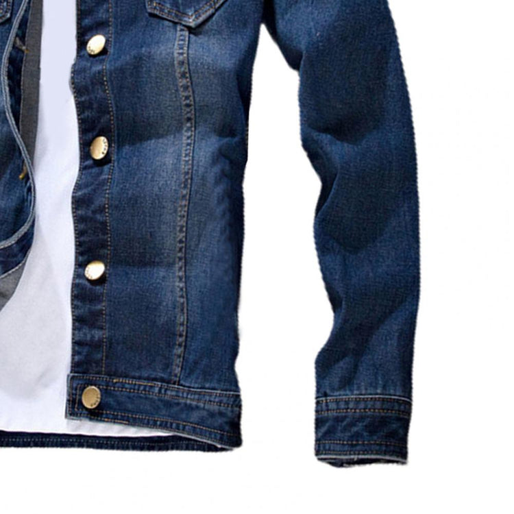 Men Jeans Jacket  Stylish Pure Color Slim Fit Jeans Jacket  Vintage Men Denim Jacket ShedPoundsPortal