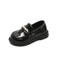 Girls Leather Shoes for School Party Wedding Kids Black Loafers Slip-o