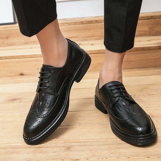 Men Pointed Wedding Formal Oxford Shoes Crocodile pattern Black brown Casual Platform Homecoming Dress Footwear 38-46