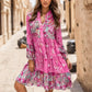 Dresses For Women Summer Casual Plus Size Womens Vintage Ethnic Printed Tassel Tie Neck Loose Fit Bohemian Tunic Woman Clothing