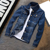 Men Jeans Jacket  Stylish Pure Color Slim Fit Jeans Jacket  Vintage Men Denim Jacket ShedPoundsPortal