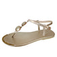Summer Sandals Women Fashion Casual Beach Outdoor Flip Flop Sandals Metal Decoration Ladies Flat Roman Shoes Plus Size Sandals