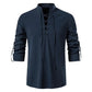 Shirt Cotton Linen Flax Tops Lace Up Long Sleeves Blouse Mens V Neck Medieval Costume Embroidery Tunic Casual Shirt ShedPoundsPortal
