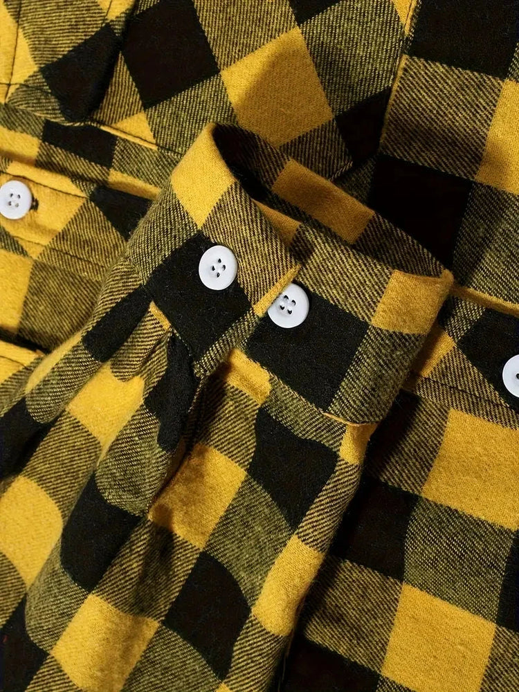 Mens Shirts Single Breaste Classic Plaid Smart Casual Flannel Shirt Long Sleeved Chest Two Pockets Design Spring Autumn Men Tops ShedPoundsPortal